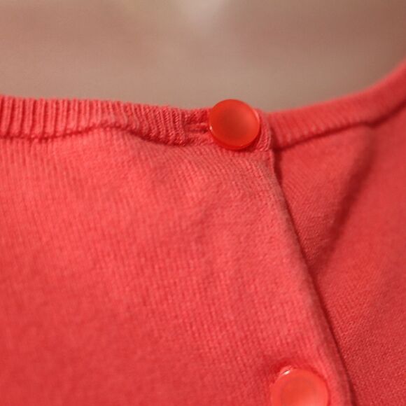 Talbots Coral Pink Floral Applique Cardigan Sweater Y2K Layering Large - Picture 8 of 12